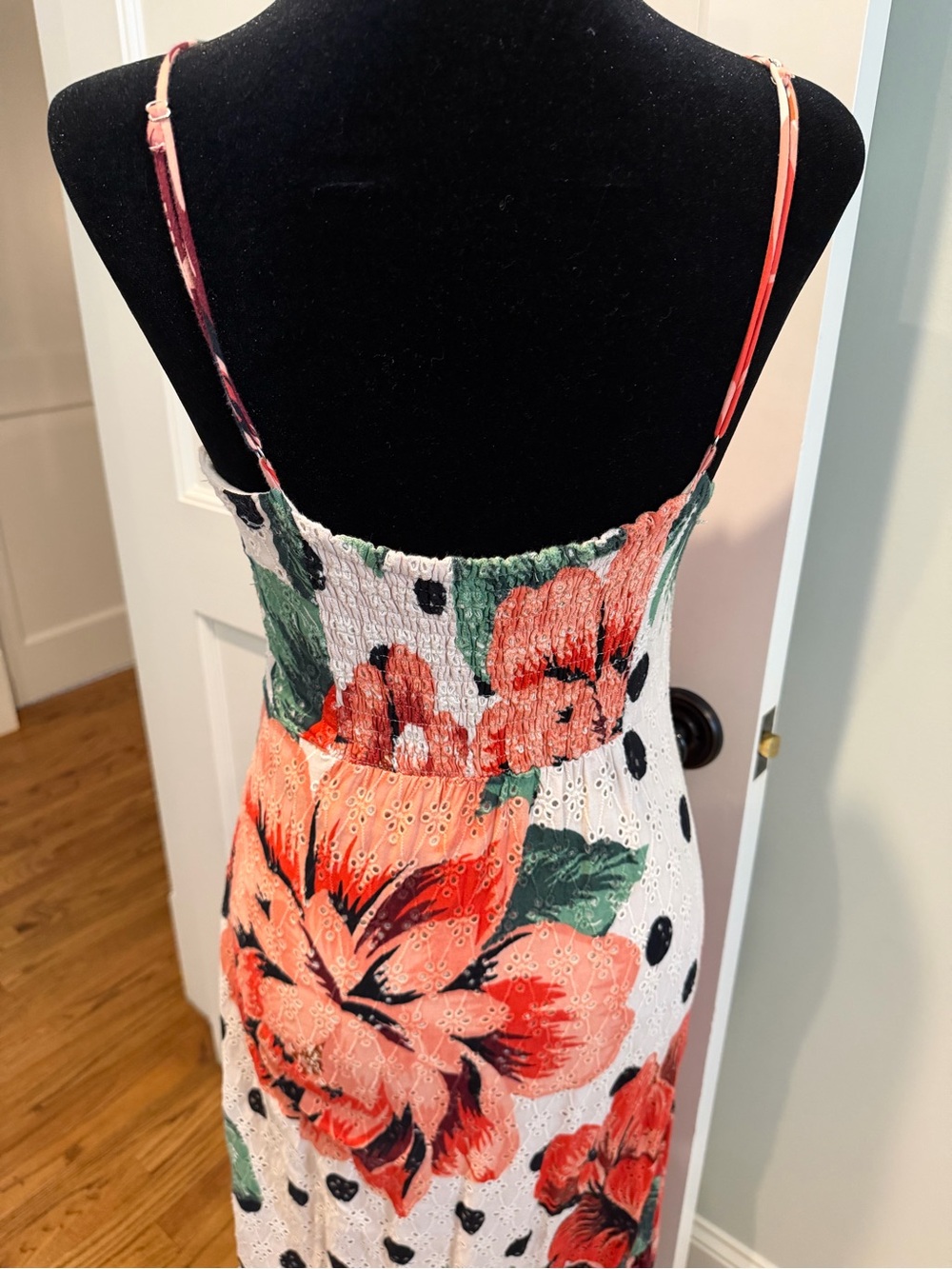 FARM Rio Red Floral Slip Maxi Dress with Black Dot Accents - Picture 5 of 6
